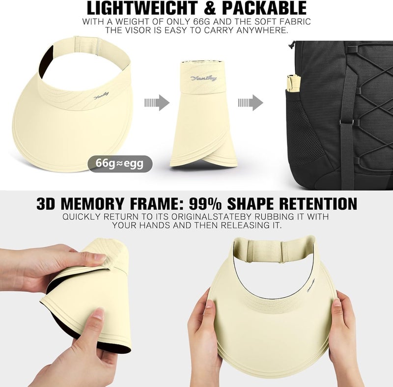 YANIKY Sun Visor for Women Wide Brim Summer UPF50+ UV Protection Seamless Sun Hats Foldable Beach Cap - Image 2